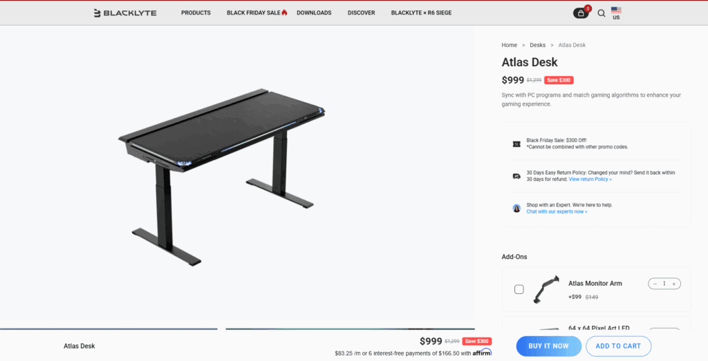 Blacklyte Gaming Desk