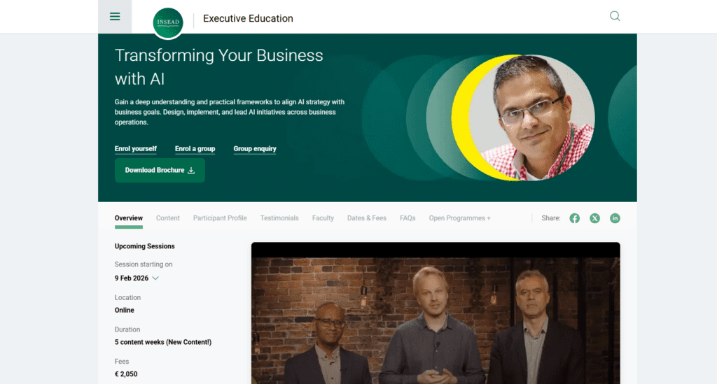 INSEAD Executive Education: Transforming Your Business with AI