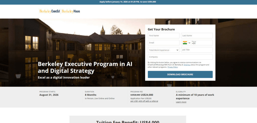 University of California Berkeley Executive Program in AI and Digital Strategy