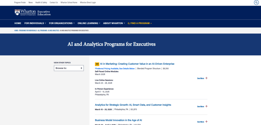 Wharton Executive Education: AI and Analytics Programs