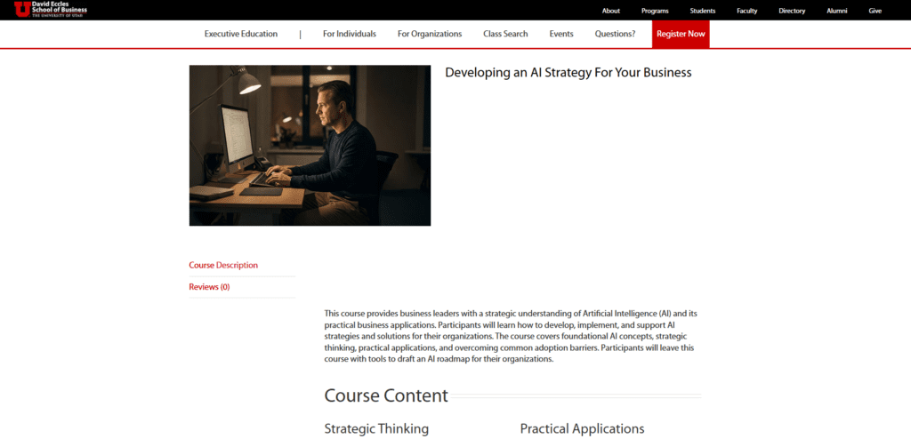 University of Utah Eccles School of Business: Developing an AI Strategy for Your Business