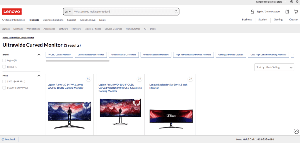 Lenovo Curved Ultra-Wide Monitors