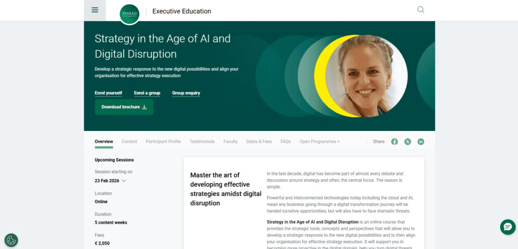 AI and Digital Transformation for Executives – INSEAD Executive Education