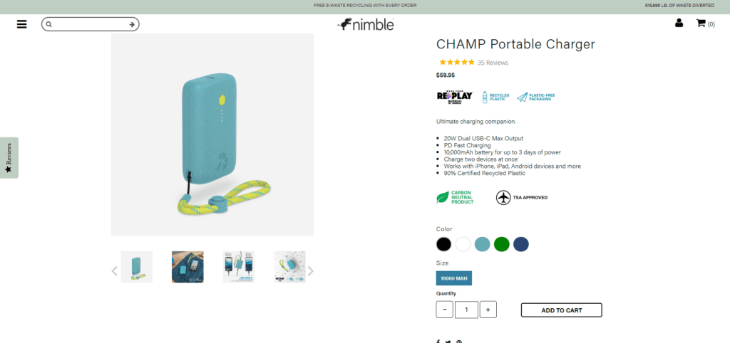 Nimble Champ Stack 10K Portable Charger