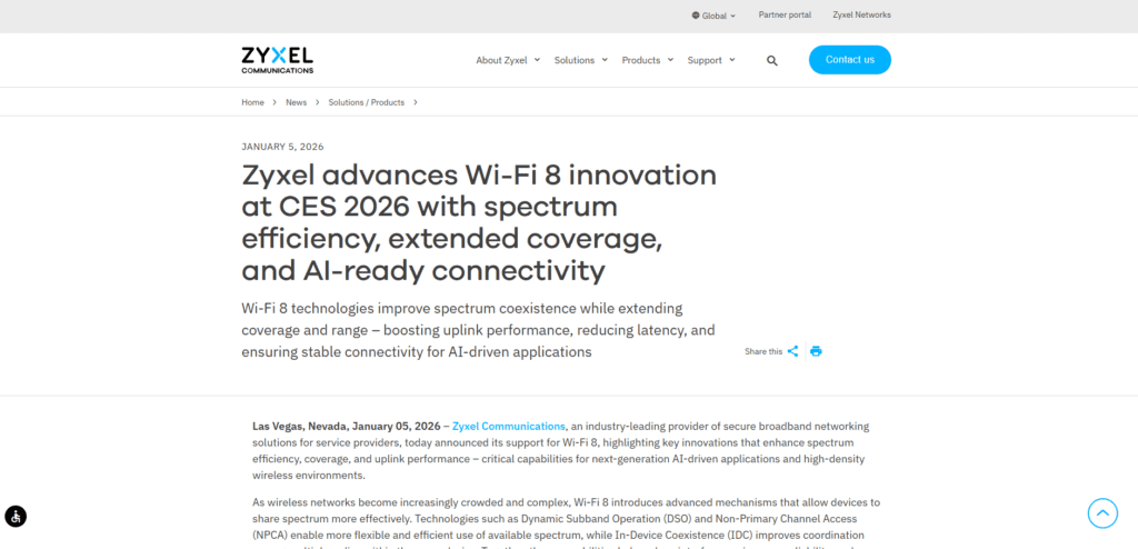 Zyxel Wi-Fi 8 Smart Router with Spectrum Efficiency