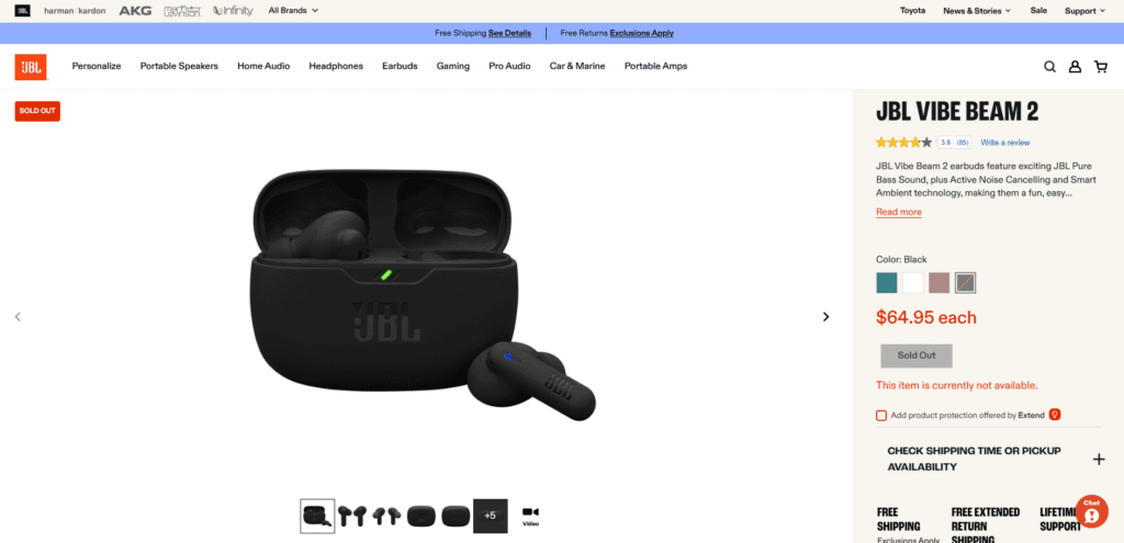 JBL Vibe Beam 2 (Beam Compact Wireless Noise-Canceling Earbuds)