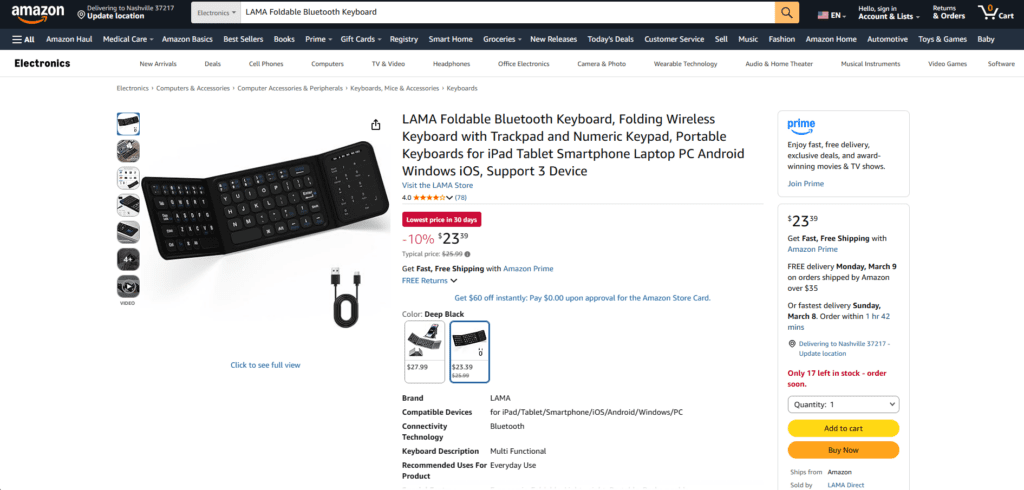 Lima Portable Foldable Keyboard with Smart AI Integration