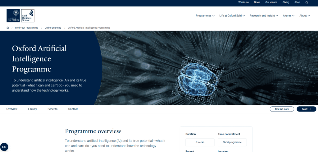 Oxford Saïd Business School: AI and Machine Learning for Business