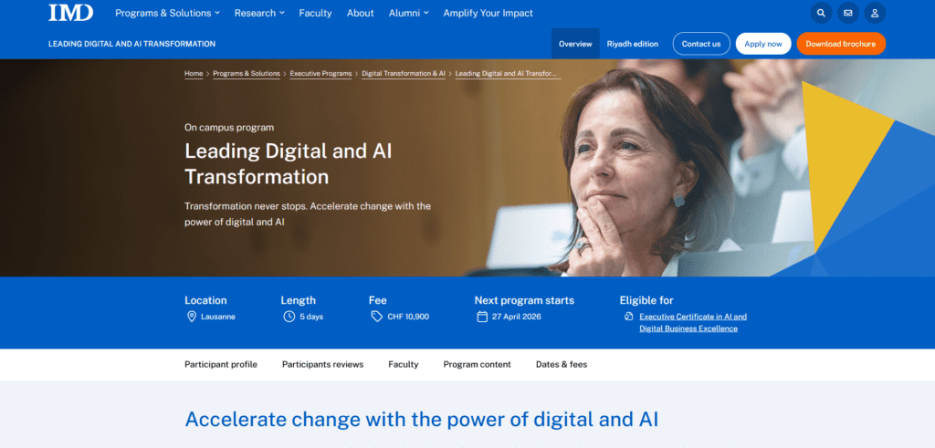 IMD Business School: Leading Digital Business Transformation and Innovation