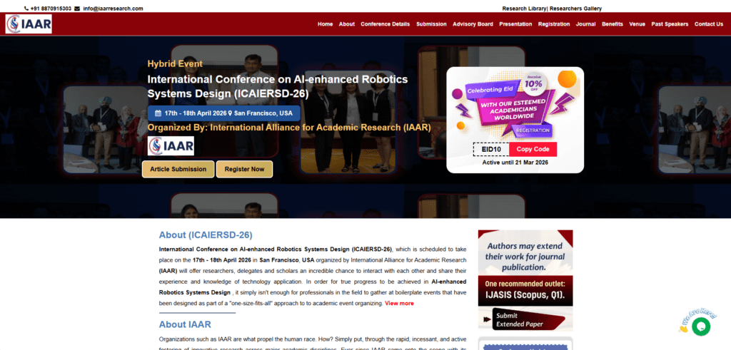 International Conference on AI-enhanced Robotics Systems Design
