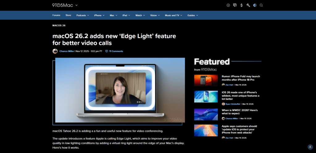 Edge Light for Video Calls