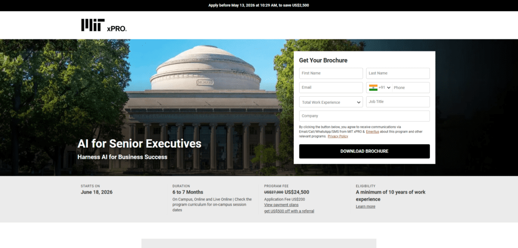 MIT Sloan Executive Education: AI for Senior Executives Program