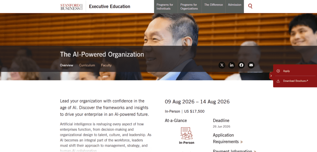 Stanford Graduate School of Business: AI Executive Program