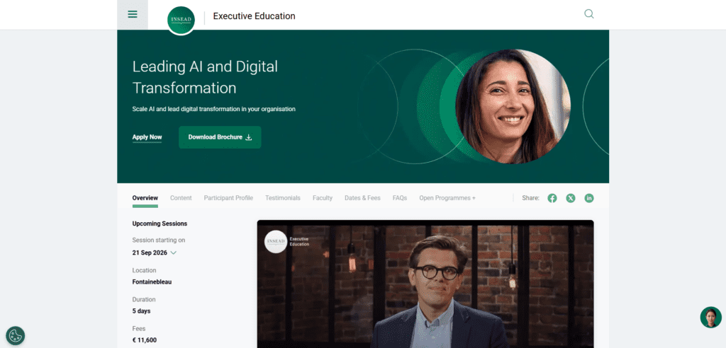 INSEAD Executive Education: Leading Digital Transformation with AI