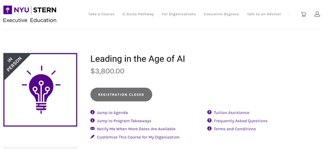 Leading in the Age of AI – NYU Stern Executive Education