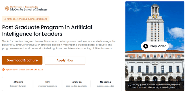 AI for Leaders and Managers – UT Austin McCombs School of Business