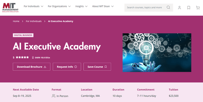 AI Executive Academy – MIT Sloan Executive Education