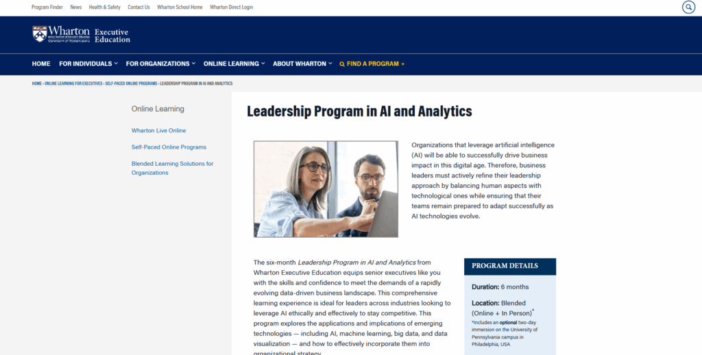Wharton Leadership Program in AI and Analytics