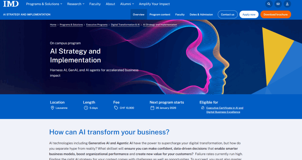 IMD Business School – AI Strategy for Executives