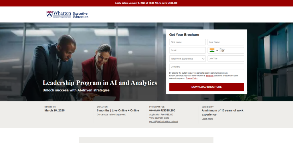 Wharton Executive Education: Leadership Program in AI and Analytics