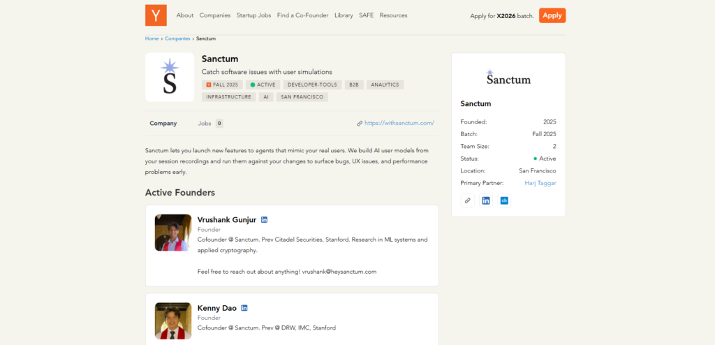 Sanctum (Founded: 2023, HQ: San Francisco, USA)
