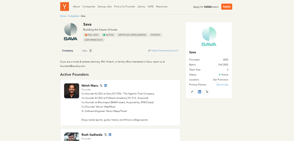 Sava (Founded: 2023, HQ: San Francisco, USA)