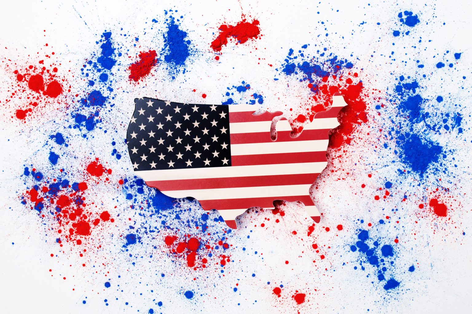 abstract-explosion-red-blue-holi-colored-powder-with-usa-map-commemorate-independence-day #image_title