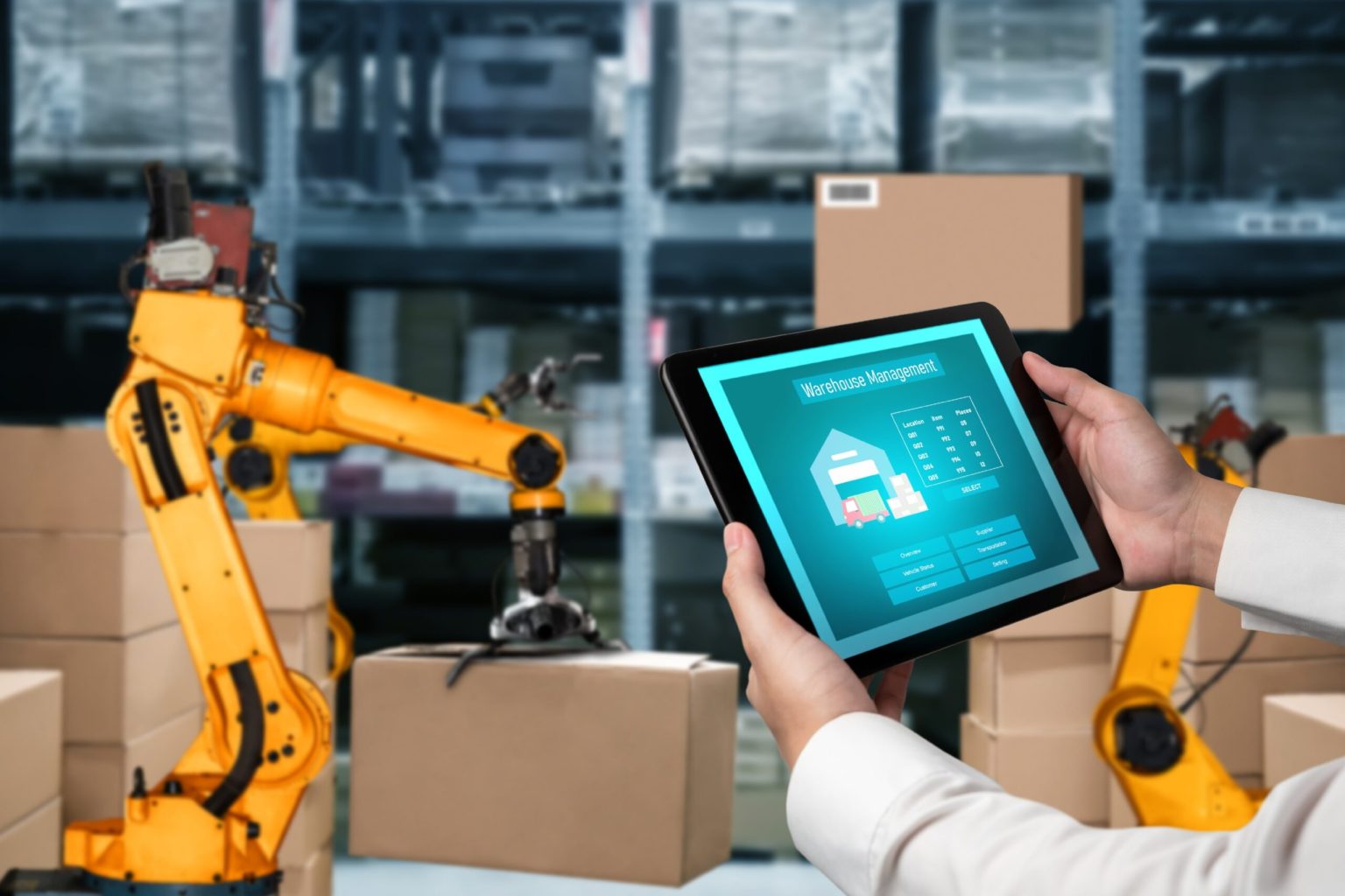 Smart robot arm systems for innovative warehouse and factory digital technology