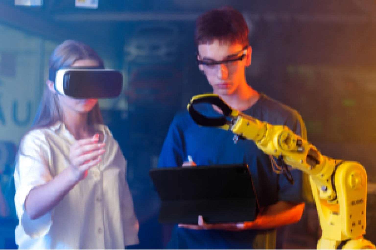 teens-doing-experiments-robotics-laboratory-boy-protective-glasses-using-tablet-girl